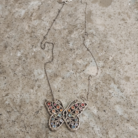 Brighton Halo Gems Monarch Butterfly Multicolor Necklace - Picture 3 of 6